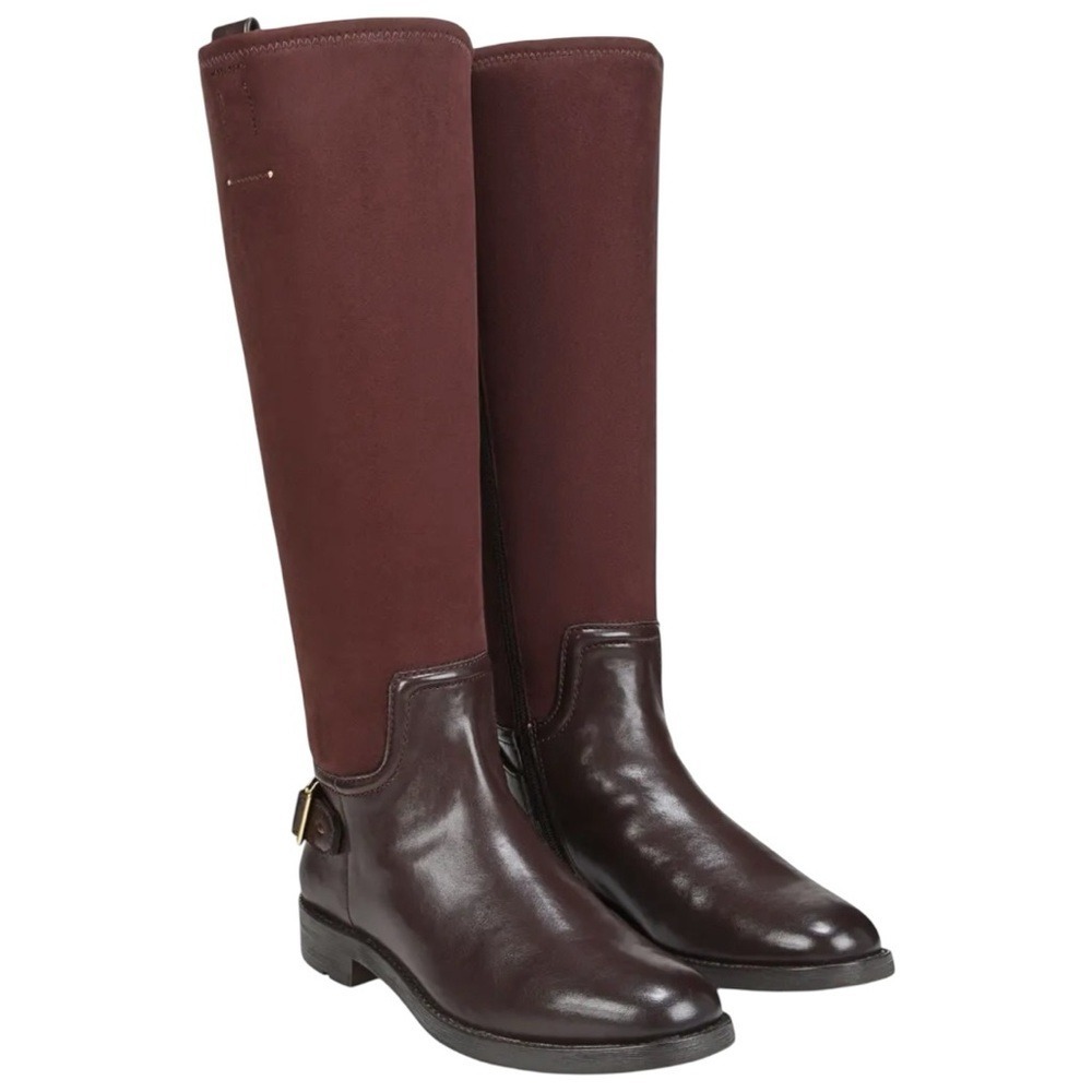 Franco Sarto Merina Riding Boots 7.5M Brown Leather Knee High Equestrian NEW